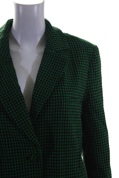 Lovers + Friends Womens Houndstooth Print Skirt Suit Green Black Size Small/Medi