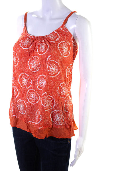 Velvet Womens Orange Printed Scoop Neck Sleeveless Tank Top Size P