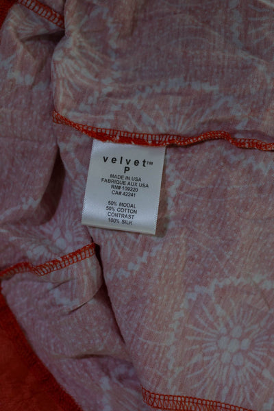 Velvet Womens Orange Printed Scoop Neck Sleeveless Tank Top Size P