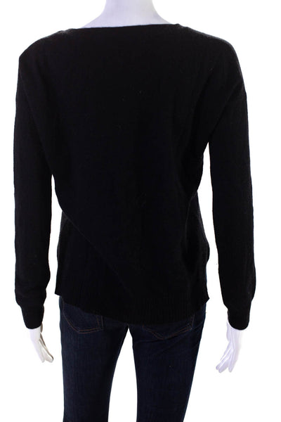 White + Warren Womens Black Cashmere Crew Neck Pullover Sweater Top Size XS