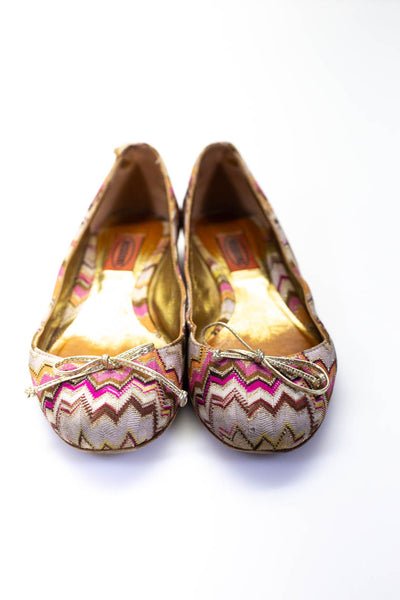 Missoni Womens Abstract Print Metallic Round Toe Flats Multicolor Size 36 6