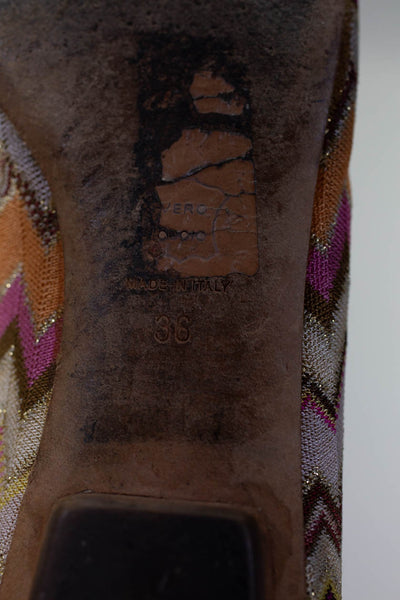 Missoni Womens Abstract Print Metallic Round Toe Flats Multicolor Size 36 6