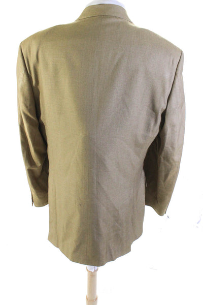 Andrew Fezza Mens Brown Silk Textured Three Button Long Sleeve Blazer Size 44R