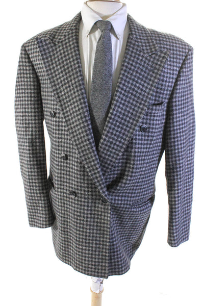 Adolfo Couture Mens Gray Printed Double Breasted Long Sleeve Coat Size 42