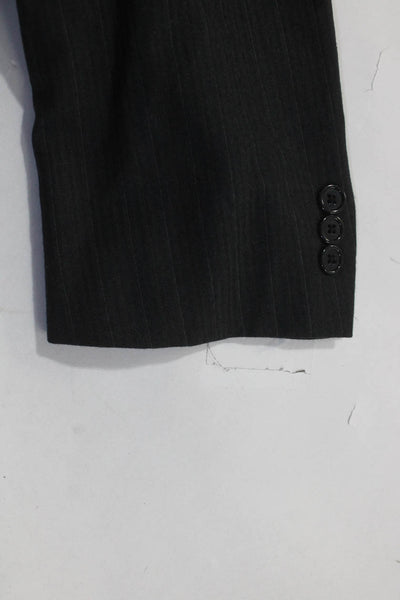 Donna Karan Signature Mens Dark Wool Pinstripe Two Button Blazer Size 44