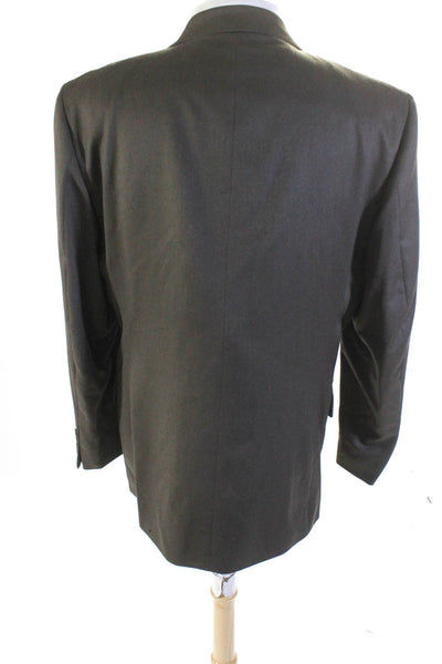 Andre Villard Mens Solid Brown Wool Two Button Long Sleeve Blazer Jacket Size44R