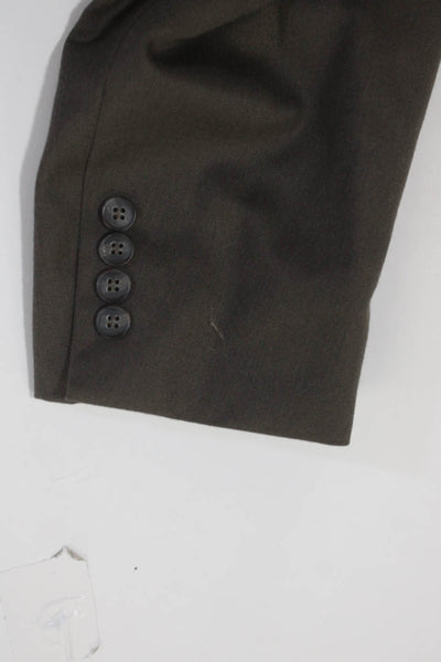 Andre Villard Mens Solid Brown Wool Two Button Long Sleeve Blazer Jacket Size44R