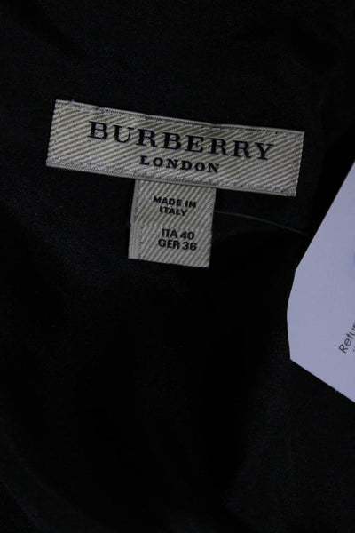 Burberry London Women's Scoop Neck Camouflage Silk Blouse Purple Size 6