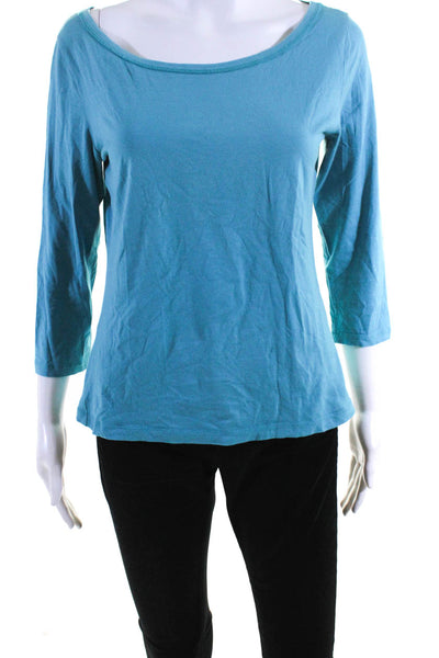 Piazza Sempione Womens Cotton 3/4 Sleeve Boat Neck Shirt Turquoise Blue Size 48I