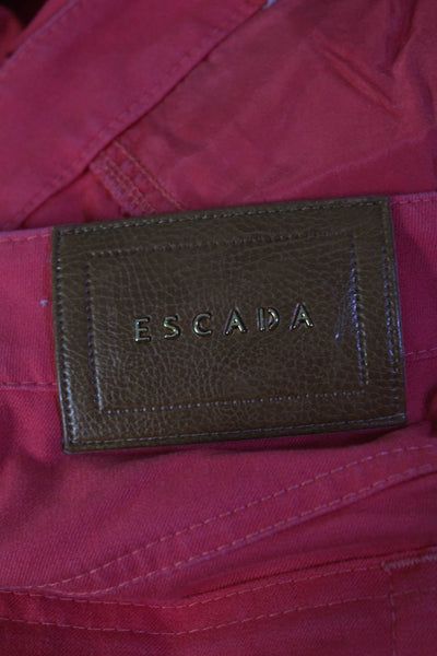 Escada Womens Cotton Denim Low-Rise Flared Hem Darted Front Pants Pink Size 36