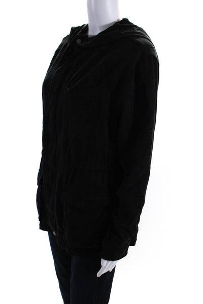 Wilfred Free Womens Hooded Elastic Waist Full Zipper Jacket Black Size Medium