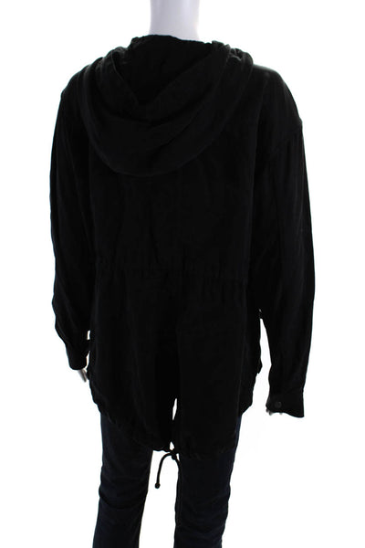 Wilfred Free Womens Hooded Elastic Waist Full Zipper Jacket Black Size Medium