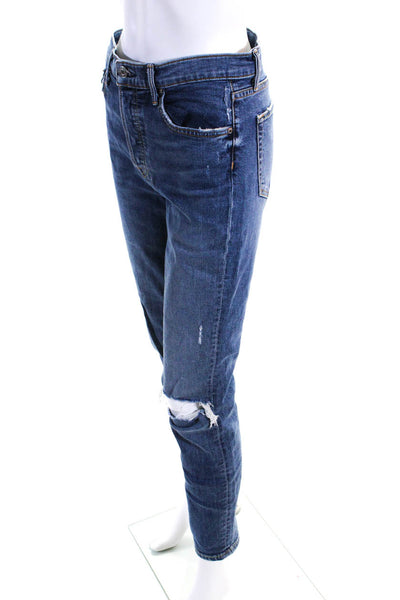 Grlfrnd Womens Slim Leg Reed Jeans Sandblast Blue Cotton Size 27