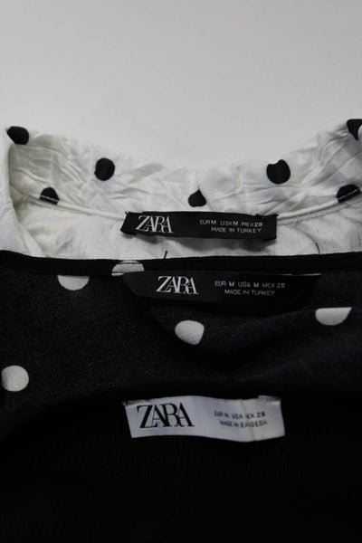 Zara Womens Polka Dot Blouses Tank Top Black White Size Medium Lot 3