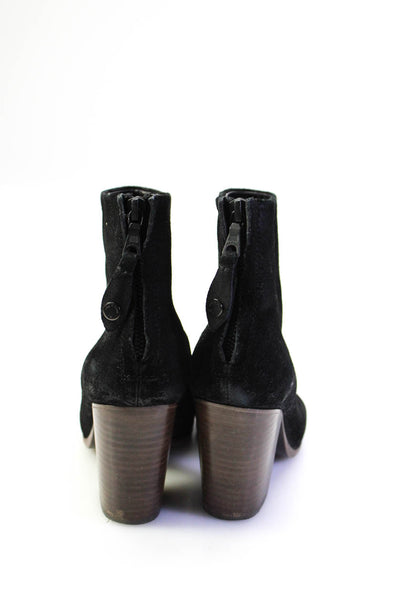 Rag & Bone Womens Almond Toe Cuban Heel Ankle Boots Black Suede Size 36 6