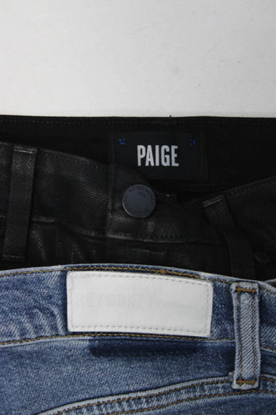 Paige Women's Button Closure A-Line Mini Denim Skirt Black Size 25 Lot 2