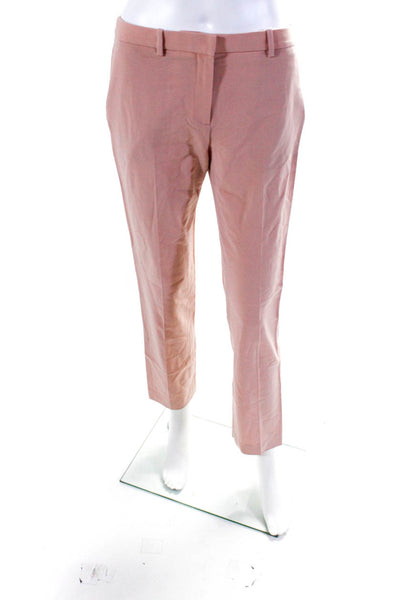 Theory Womens Mid-Rise Pleated Front Straight Leg Dress Trousers Pink Size 2