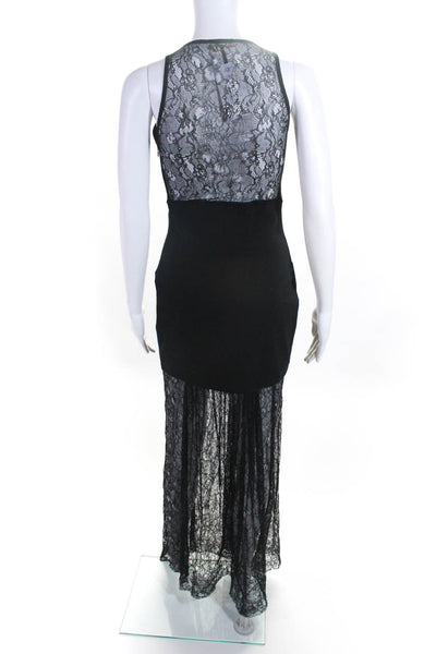Maje Womens Black Lace Back Trim Scoop Neck Sleeveless Maxi Dress Size 2