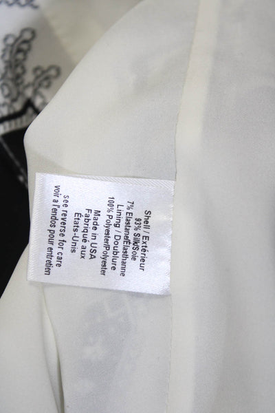 Caroline Constas Womens Black White Silk Paisley Drape Detail Mini Skirt Size S