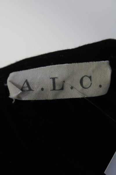 ALC Womens Long Sleeve Surplice Back Crew Neck Tee Shirt Blouse Black Size Small