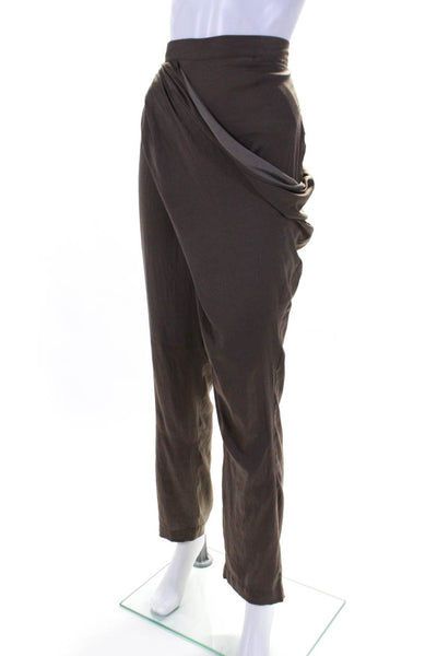 Anne Valerie Hash Womens Draped Layered Satin Straight Leg Pants Brown Small