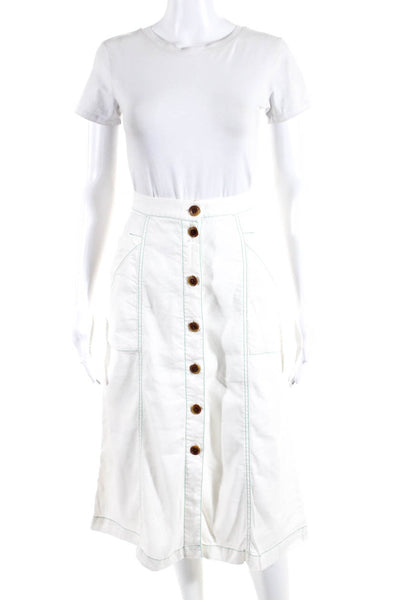 Akemi Kin Women's Button Down Pockets Midi Skirt White Size 6