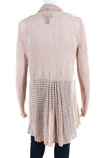 Cynthia Rowley Women's Open Knit Long Sleeve Cardigan Sweater Pink Size S