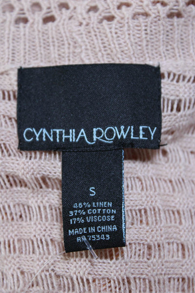 Cynthia Rowley Women's Open Knit Long Sleeve Cardigan Sweater Pink Size S