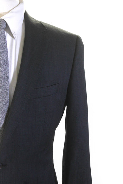 Boss Hugo Boss Mens Dark Gray Wool Two Button Long Sleeve Blazer Jacket Size 38R