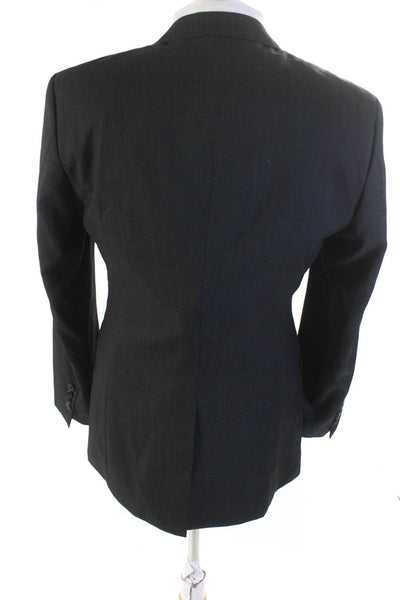 Boss Hugo Boss Mens Dark Gray Wool Two Button Long Sleeve Blazer Jacket Size 38R