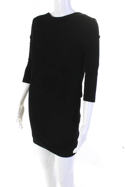 Blue & Cream Womens Jersey Knit 3/4 Sleeve Open Back Mini Dress Black Size XS