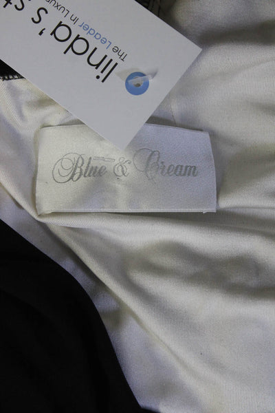 Blue & Cream Womens Jersey Knit 3/4 Sleeve Open Back Mini Dress Black Size XS