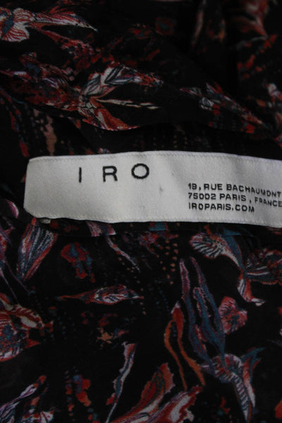 IRO Womens Floral Print Long Sleeves Lou Blouse Black Multi Colored Size EUR 38
