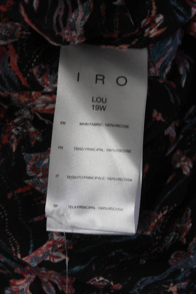 IRO Womens Floral Print Long Sleeves Lou Blouse Black Multi Colored Size EUR 38