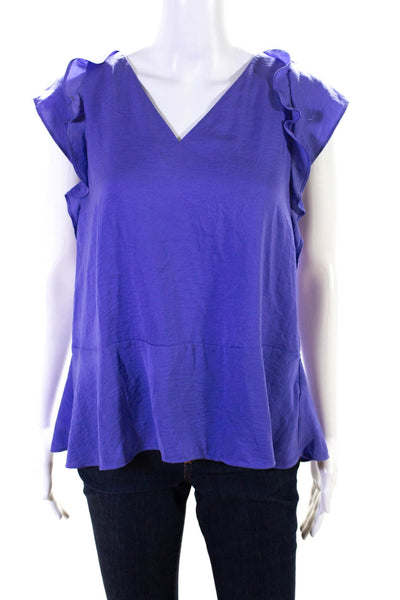 Michael Michael Kors Womens V-Neck Cap Sleeve Pullover Blouse Top Purple Size S