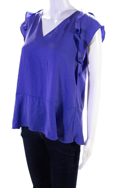 Michael Michael Kors Womens V-Neck Cap Sleeve Pullover Blouse Top Purple Size S