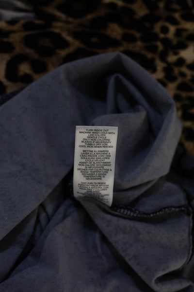 Michael Michael Kors Womens Cotton Animal Print Long Sleeve Top Purple Size S