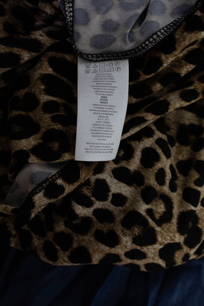 Michael Michael Kors WOmens Animal Print V-Neck Short Sleeve Dress Brown Size S