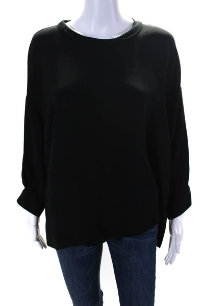 Rachel Comey Women's 3/4 Sleeve Drop Shoulder Silk Blouse Black Size 6