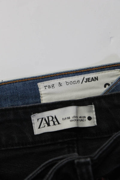 Zara Rag & Bone Womens Skinny Straight High Rise Jeans Blue Gray Size 4 25 Lot 2