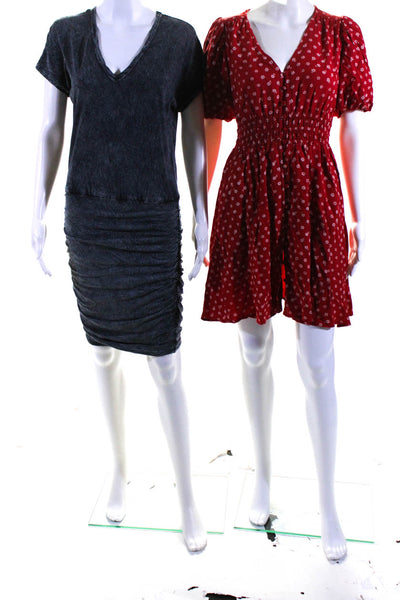 Michael Stars Madewell Womens Blouson A-Line Dresses Black Red Size XS Lot 2