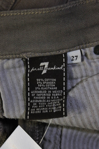7 For All Mankind Womens Zipper Leg Biker Jeans Brown Cotton Size 27