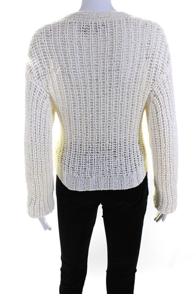 Theory Womens Button Down Ribbed Cardigan Sweater White Cotton Size Small