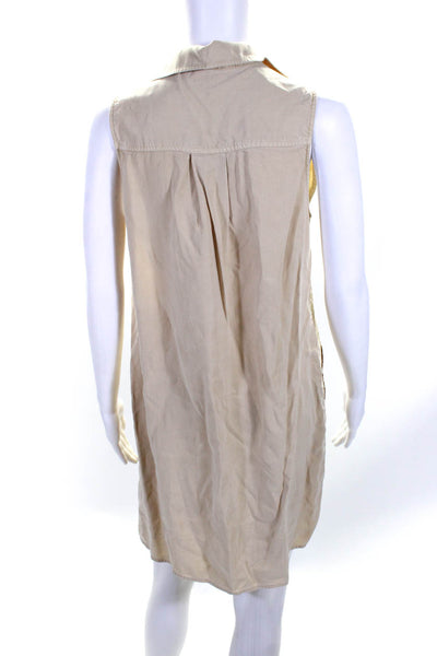 Bella Dahl Womens Khaki Collar V-Neck Pockets Sleeveless Tank Dress Size S