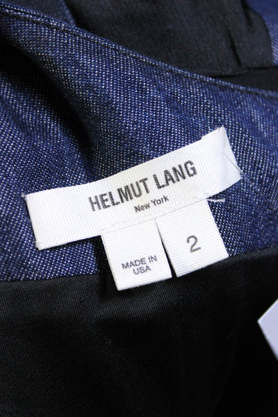 Helmut Lang Womens Black Blue Chambray Scoop Neck Sleeveless Shift Dress Size 2