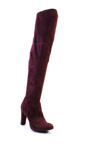 Sam Edelman Womens High Heel Over Knee Faux Suede Boots Burgundy Size 6
