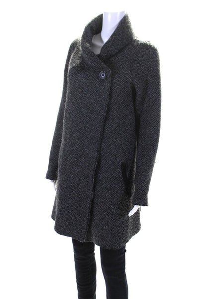 Tahari Womens Knit Button Front Collared Sweater Cardigan Jacket Gray Size L