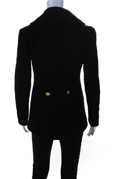 J Crew Womens Wool Collared Double Breasted Pea Coat Jacket Black Size 0
