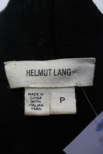 Helmut Lang Womens Wool Leather Trim Open Front Cardigan Jacket Black Size P