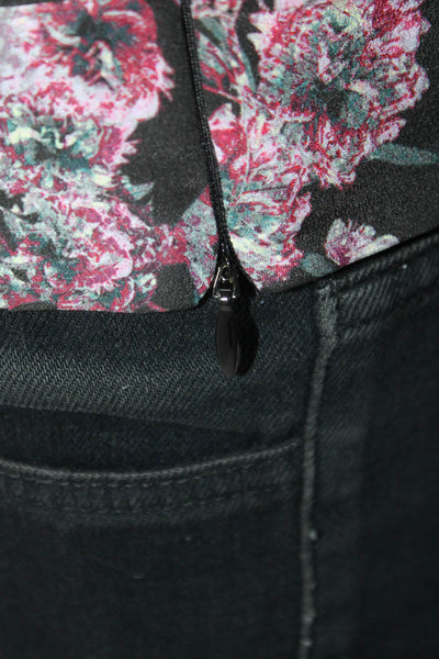 IRO Womens Floral Print Long Sleeves V Neck Vulca Blouse Black Size EUR 34